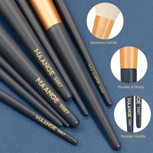 MAANGE Makeup Brushes, Premium Synthetic Makeup Brush Set Professional Blush Contour Eye Make Up Brush Kit (Blue) in Kuwait
