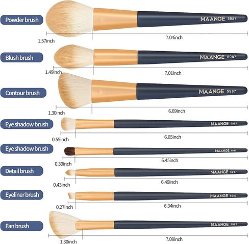 MAANGE Makeup Brushes, Premium Synthetic Makeup Brush Set Professional Blush Contour Eye Make Up Brush Kit (Blue) in Kuwait