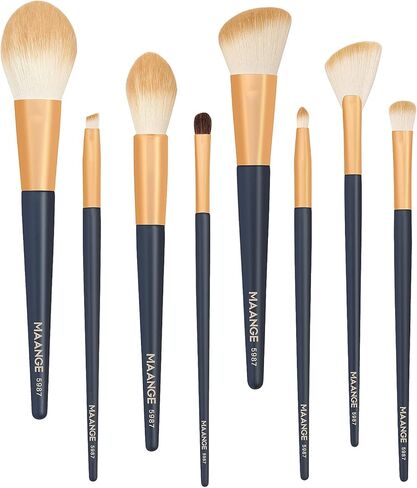 MAANGE Makeup Brushes, Premium Synthetic Makeup Brush Set Professional Blush Contour Eye Make Up Brush Kit (Blue) in Kuwait