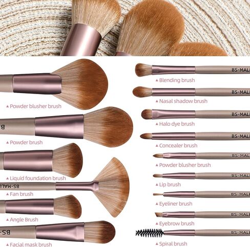 BS-MALL Makeup Brushes Premium Synthetic Foundation Powder Concealers Eye Shadows Makeup 15 Pcs Brush Set with Black Case in Kuwait