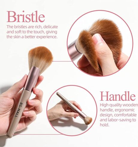 BS-MALL Makeup Brushes Premium Synthetic Foundation Powder Concealers Eye Shadows Makeup 15 Pcs Brush Set with Black Case in Kuwait
