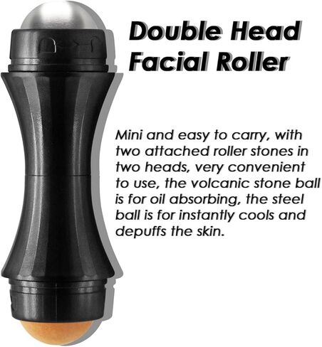 أسطوانة الوجه من لازي بيوتي، أسطوانة للتحكم في البشرة الدهنية، أسطوانة حجرية بركانية لامتصاص الزيت، كرة فولاذية لإزالة الانتفاخات وتبريد وإنعاش البشرة، أداة للعناية ببشرة الوجه قابلة لإعادة الاستخدام، في المنزل أو أثناء التنقل in Kuwait