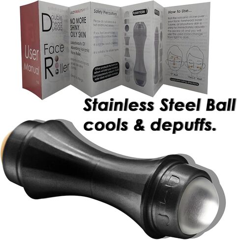 أسطوانة الوجه من لازي بيوتي، أسطوانة للتحكم في البشرة الدهنية، أسطوانة حجرية بركانية لامتصاص الزيت، كرة فولاذية لإزالة الانتفاخات وتبريد وإنعاش البشرة، أداة للعناية ببشرة الوجه قابلة لإعادة الاستخدام، في المنزل أو أثناء التنقل in Kuwait