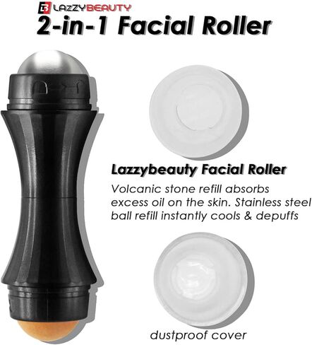 أسطوانة الوجه من لازي بيوتي، أسطوانة للتحكم في البشرة الدهنية، أسطوانة حجرية بركانية لامتصاص الزيت، كرة فولاذية لإزالة الانتفاخات وتبريد وإنعاش البشرة، أداة للعناية ببشرة الوجه قابلة لإعادة الاستخدام، في المنزل أو أثناء التنقل in Kuwait