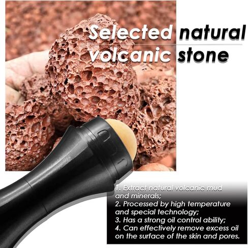 أسطوانة الوجه من لازي بيوتي، أسطوانة للتحكم في البشرة الدهنية، أسطوانة حجرية بركانية لامتصاص الزيت، كرة فولاذية لإزالة الانتفاخات وتبريد وإنعاش البشرة، أداة للعناية ببشرة الوجه قابلة لإعادة الاستخدام، في المنزل أو أثناء التنقل in Kuwait