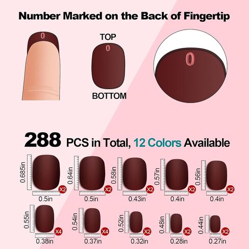 12 Solid Color Glossy Short Square False Press On Nails Pack #3, 288PCS Acrylic Squoval Nail Tip Kit with Stickers Tabs, Prep Pads, Nail File and Cuticle Stick in Kuwait