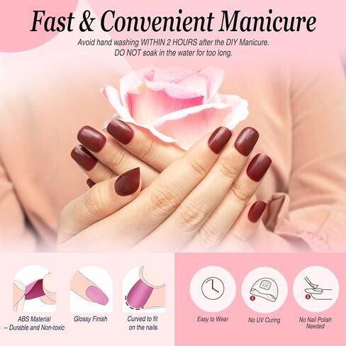 12 Solid Color Glossy Short Square False Press On Nails Pack #3, 288PCS Acrylic Squoval Nail Tip Kit with Stickers Tabs, Prep Pads, Nail File and Cuticle Stick in Kuwait