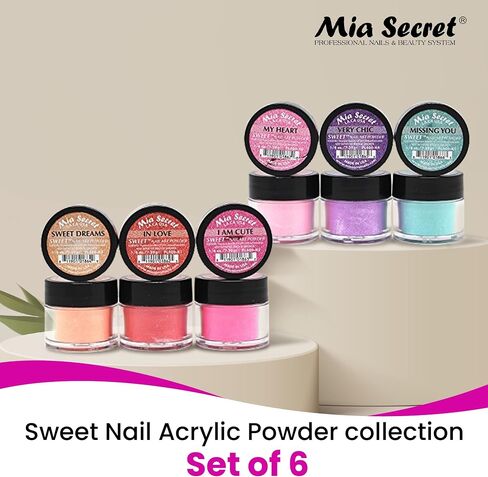 Mia Secret -Sweet Nail Acrylic Powder collection set of 6 in Saudi Arabia