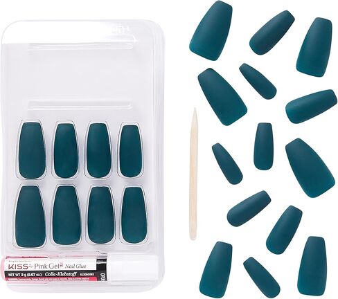 GoldFinger Limited Edition Snow Queen Press On Manicure, Gel Nail Kit, Polish Free Mani, Long Length (Pine Tree) in Kuwait