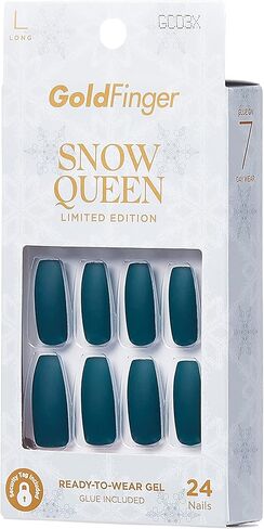 GoldFinger Limited Edition Snow Queen Press On Manicure, Gel Nail Kit, Polish Free Mani, Long Length (Pine Tree) in Kuwait
