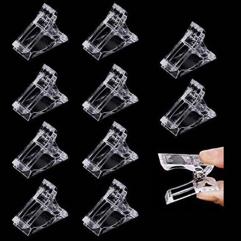 VNC 10Pcs Nail Tip Clips,Transparent Clear Nail Extension Gel Quick Building Nail Tips Clip for Nail Kit False Nail Tips and Dual Forms Manicure Nail Art Tools in Saudi Arabia