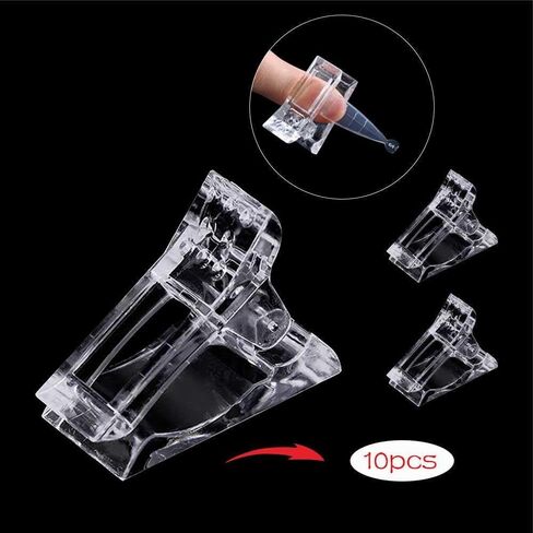 VNC 10Pcs Nail Tip Clips,Transparent Clear Nail Extension Gel Quick Building Nail Tips Clip for Nail Kit False Nail Tips and Dual Forms Manicure Nail Art Tools in Saudi Arabia