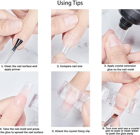 VNC 10Pcs Nail Tip Clips,Transparent Clear Nail Extension Gel Quick Building Nail Tips Clip for Nail Kit False Nail Tips and Dual Forms Manicure Nail Art Tools in Saudi Arabia