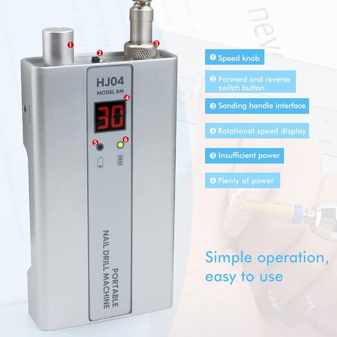 ماكينة مثقاب أظافر احترافية من QUNZHAO للأظافر الأكريليك، مبرد أظافر كهربائي 30000 دورة في الدقيقة، مبرد أظافر إلكتروني محمول لأدوات مانيكير الصالونات المنزلية (فضي) in Kuwait