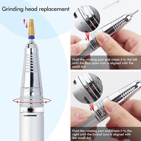 ماكينة مثقاب أظافر احترافية من QUNZHAO للأظافر الأكريليك، مبرد أظافر كهربائي 30000 دورة في الدقيقة، مبرد أظافر إلكتروني محمول لأدوات مانيكير الصالونات المنزلية (فضي) in Kuwait