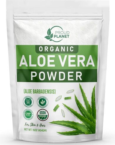 Organic Aloe Vera Powder for Hair & Face | Aloe Barbadensis | AloeVera Extract USDA Certified by Proud Planet (1 Pound | 16 Ounce) in Saudi Arabia
