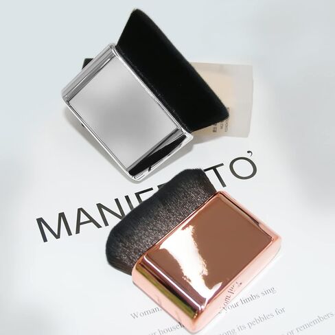 فرشاة كريم أساس بودرة من Dpolla لكريم الأساس السائل، فرشاة كابوكي بزاوية، فرشاة مكياج ممتازة لكريم الأساس السائل الخالي من العيوب، وخافي عيوب البشرة، وإعداد مسحوق معدني لمستحضرات التجميل، ومزج التلميع (ذهبي وردي) in Kuwait