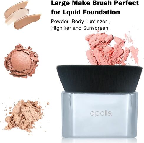 فرشاة كريم أساس بودرة من Dpolla لكريم الأساس السائل، فرشاة كابوكي بزاوية، فرشاة مكياج ممتازة لكريم الأساس السائل الخالي من العيوب، وخافي عيوب البشرة، وإعداد مسحوق معدني لمستحضرات التجميل، ومزج التلميع (ذهبي وردي) in Kuwait