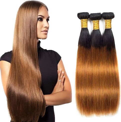حزم الشعر البشري البني 1b30 أومبير حزم الشعر البشري مستقيم 8 10 12 بوصة غير المجهزة البرازيلي الشعر البشري التمديد أومبير حزم للنساء السود لحمة مزدوجة 100 جرام / قطعة in Saudi Arabia