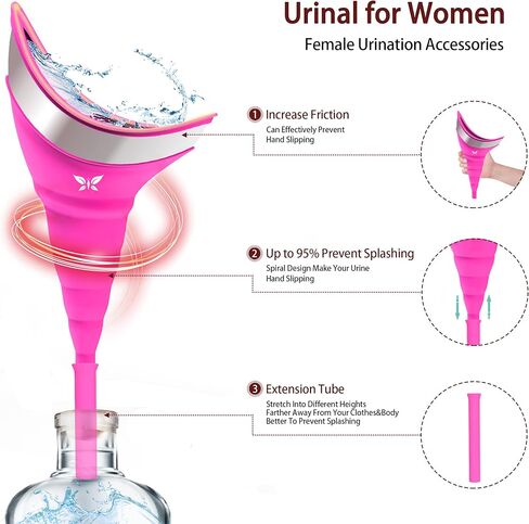 Urinal for Women, Reusable Female Urinal, Portable Female Urination Device, Silicone Pee Funnel for Women Standing Up to Pee, Waterproof Women Funnel Urine Cups for Hiking Road Trip in Saudi Arabia