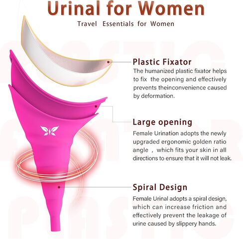 Urinal for Women, Reusable Female Urinal, Portable Female Urination Device, Silicone Pee Funnel for Women Standing Up to Pee, Waterproof Women Funnel Urine Cups for Hiking Road Trip in Saudi Arabia