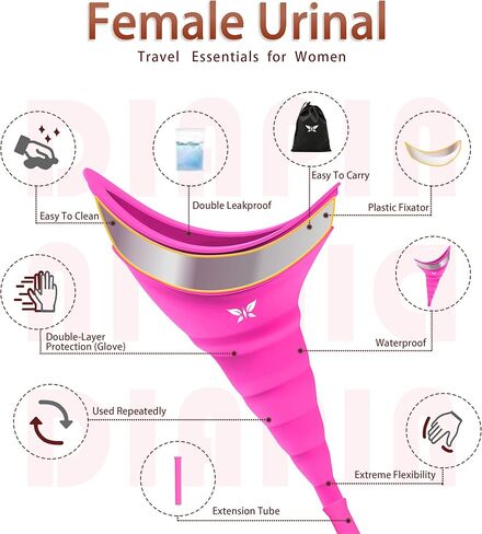 Urinal for Women, Reusable Female Urinal, Portable Female Urination Device, Silicone Pee Funnel for Women Standing Up to Pee, Waterproof Women Funnel Urine Cups for Hiking Road Trip in Saudi Arabia