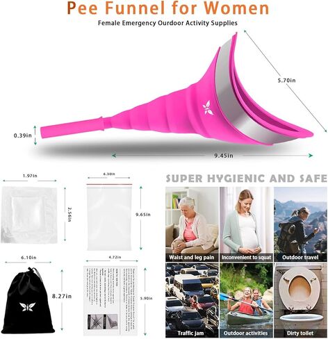 Urinal for Women, Reusable Female Urinal, Portable Female Urination Device, Silicone Pee Funnel for Women Standing Up to Pee, Waterproof Women Funnel Urine Cups for Hiking Road Trip in Saudi Arabia