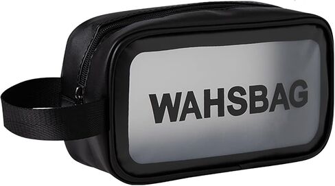 حقيبة أدوات الزينة الشفافة المحمولة للسفر، حقيبة تنظيم مكياج الحمام، حقيبة غسيل للرجال والنساء، حقائب مستحضرات التجميل المقاومة للماء لتخزين مستحضرات التجميل والسوائل والكريمات ومستحضرات التجميل والفرش، باللون الأسود in Kuwait