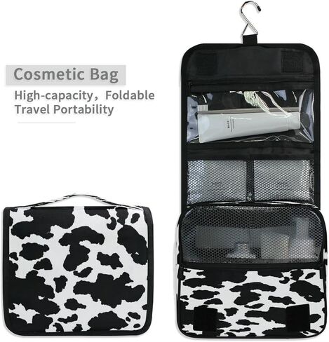 Animal Cow Print Toiletry Bag Hanging Toiletry Bag Makeup Cosmetic Bag Travel Organizer Case for Women Men in Saudi Arabia