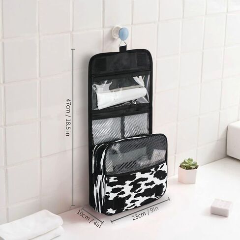 Animal Cow Print Toiletry Bag Hanging Toiletry Bag Makeup Cosmetic Bag Travel Organizer Case for Women Men in Saudi Arabia