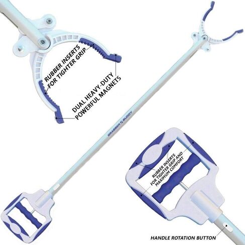GRABBER BUDDY, Innovative Reacher Tool 36 inch, White, Blue, Aluminum, 1 Count in Saudi Arabia