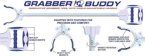 GRABBER BUDDY, Innovative Reacher Tool Aluminum 30 Inch, White, Blue, Alluminum, 2.5 Foot, 1 Count in Saudi Arabia