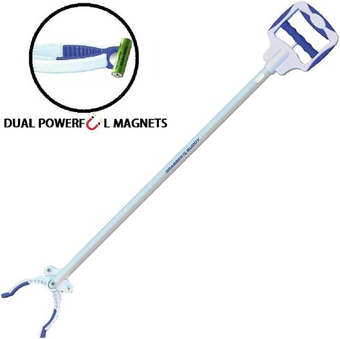 GRABBER BUDDY, Innovative Reacher Tool Aluminum 30 Inch, White, Blue, Alluminum, 2.5 Foot, 1 Count in Saudi Arabia