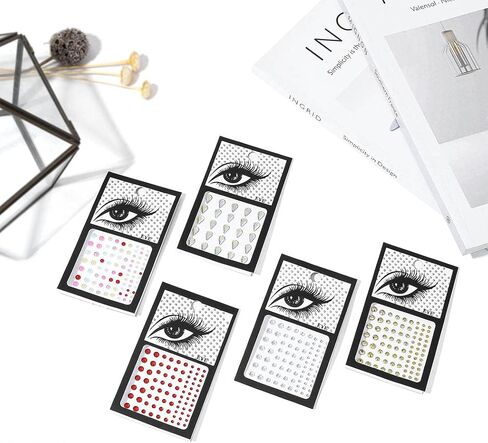 5 أوراق من ملصقات الوجه الكريستالية من Ludress، جواهر الوجه الهذيان، جواهر الجسم اللامعة، أحجار الراين المسيل للدموع، وشم حورية البحر، مجوهرات الجسم DIY، إكسسوارات مكياج فنية للنساء والفتيات (النمط 3) in Kuwait