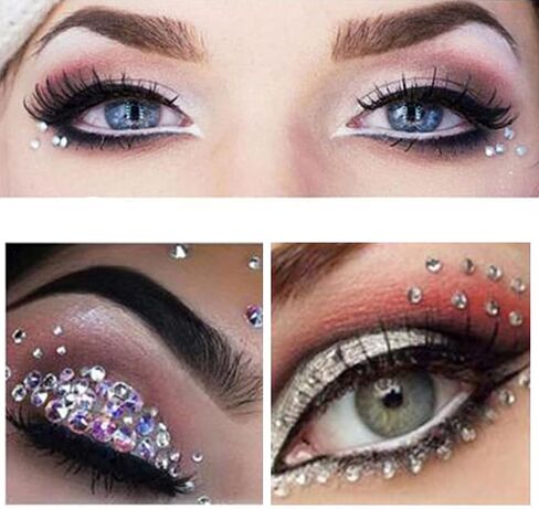 5 أوراق من ملصقات الوجه الكريستالية من Ludress، جواهر الوجه الهذيان، جواهر الجسم اللامعة، أحجار الراين المسيل للدموع، وشم حورية البحر، مجوهرات الجسم DIY، إكسسوارات مكياج فنية للنساء والفتيات (النمط 3) in Kuwait