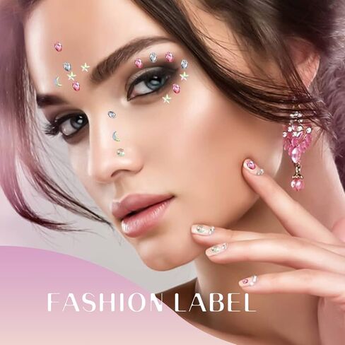 5 أوراق من ملصقات الوجه الكريستالية من Ludress، جواهر الوجه الهذيان، جواهر الجسم اللامعة، أحجار الراين المسيل للدموع، وشم حورية البحر، مجوهرات الجسم DIY، إكسسوارات مكياج فنية للنساء والفتيات (النمط 3) in Kuwait