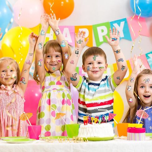 70 ورقة وشوم مؤقتة للأطفال ملصقات الوشم الكرتونية المقاومة للماء، أنماط مختلطة يونيكورن الحيوانات حورية البحر ديناصور سيارة الفضاء نقل المياه ملصقات الوشم وهمية للأطفال in Kuwait