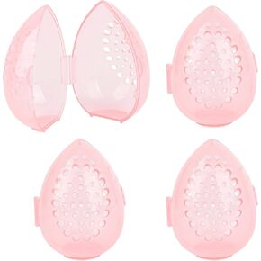 Framendino, 4 Pack Pink Makeup Beauty Sponge Case Holder Makeup Egg Case Storage Case for Women Girls