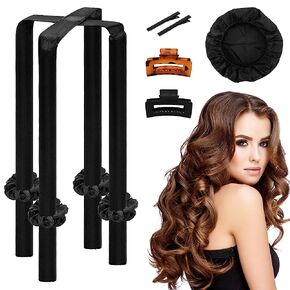 welltop Heatless Curling Rod Headband, Hair Curlers to Sleep In, Satin No Heat Hair Curl Ribbon for Long Hair Soft Rubber Curling Rods Hair Curler Rollers with Silk Sleep Cap 2 Hair Clips for Women in Kuwait