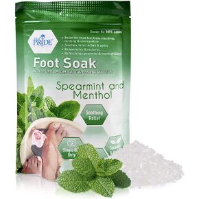 Medpride Epsom Foot Bath Salts For Soaking With Spearmint & Menthol Essential Oils- Pain Relief Foot Soak -Home Spa Body Care For Sore Feet – Natural Softening & Relaxing, Soothing & Restoring- 19.2oz