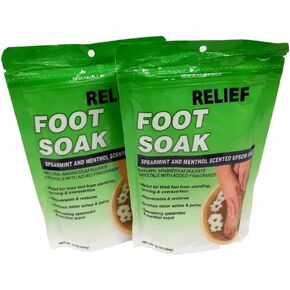 عبوة من قطعتين لنقع القدمين من ريليف إم دي 473 مل - ملح إيبسوم بالنعناع والنعناع in Kuwait