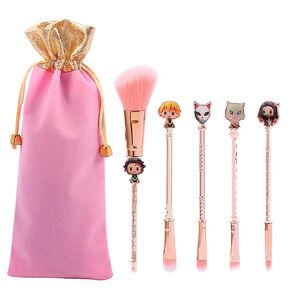 Cute Anime Demon Makeup Brushes - Anime Figure Tanjirou Nezuko Metal Cosmetic Brush Set - Eye Shadow Concealer Foundation Blusher (demon makeup brush 1)