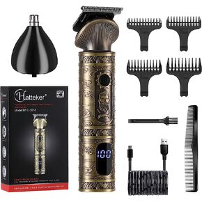 هاتيكير ماكينة حلاقة شعر احترافية للرجال بدون فراغات وتشذيب اللحية وتشذيب شعر الانف بشفرة على شكل حرف T للرجال، لون ذهبي عتيق، عدد 1.0 in Kuwait