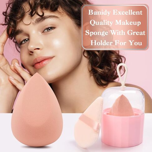 Makeup Sponge Set with Breathable Face Sponge Holder for Travel Foundation Organic Beauty Sponges for Makeup Soft Blender Sponges Professional Black in Saudi Arabia