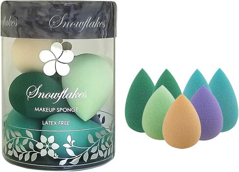 6pcs Makeup Sponge Set -Snowflakes Premium Beauty Makeup Sponge Blender Professional Foundation Sponge Latex Free Flawless Coverage of Powder, Cream, Liquid (Blue) in Saudi Arabia