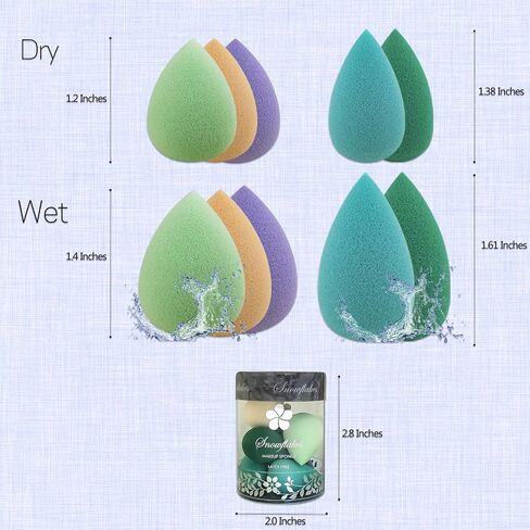 6pcs Makeup Sponge Set -Snowflakes Premium Beauty Makeup Sponge Blender Professional Foundation Sponge Latex Free Flawless Coverage of Powder, Cream, Liquid (Blue) in Saudi Arabia