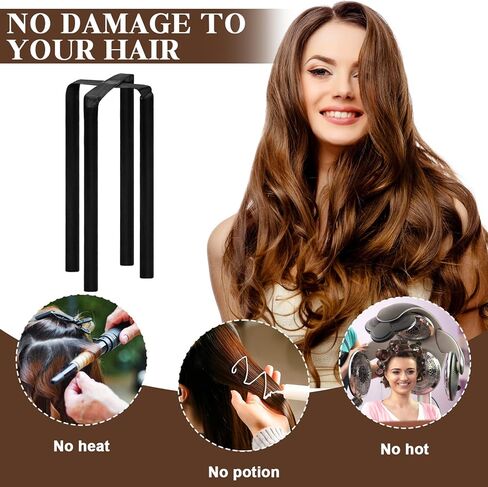 welltop Heatless Curling Rod Headband, Hair Curlers to Sleep In, Satin No Heat Hair Curl Ribbon for Long Hair Soft Rubber Curling Rods Hair Curler Rollers with Silk Sleep Cap 2 Hair Clips for Women in Kuwait