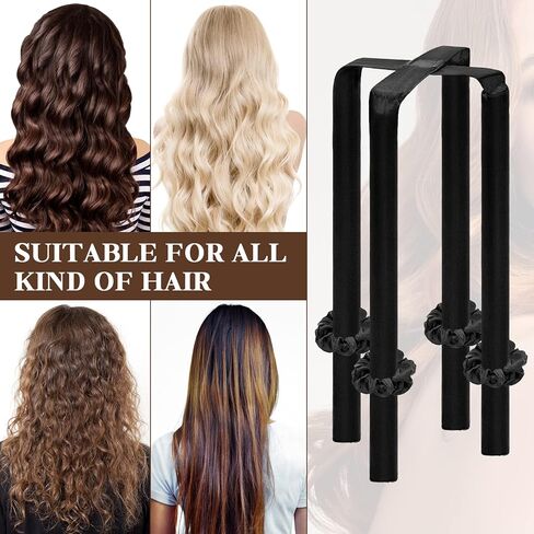 welltop Heatless Curling Rod Headband, Hair Curlers to Sleep In, Satin No Heat Hair Curl Ribbon for Long Hair Soft Rubber Curling Rods Hair Curler Rollers with Silk Sleep Cap 2 Hair Clips for Women in Kuwait