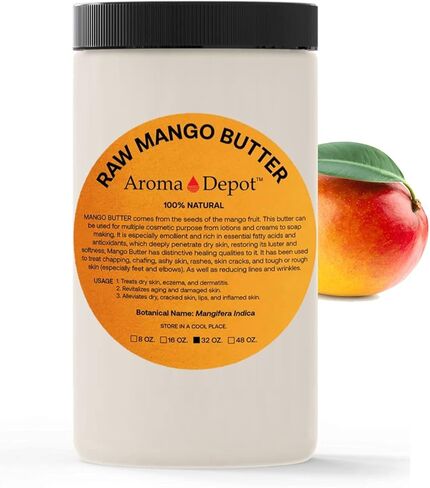 2 lb Mango Butter Raw Unrefined 32 oz. JAR 100% Natural Great for Skin, Body, Hair Care. DIY Body Butter, Lotions, Creams Reduces Fine Lines, Wrinkles, used for eczema psoriasis, Hexane-free in Saudi Arabia