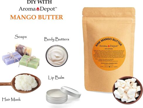 2 lb Mango Butter Raw Unrefined 32 oz. JAR 100% Natural Great for Skin, Body, Hair Care. DIY Body Butter, Lotions, Creams Reduces Fine Lines, Wrinkles, used for eczema psoriasis, Hexane-free in Saudi Arabia
